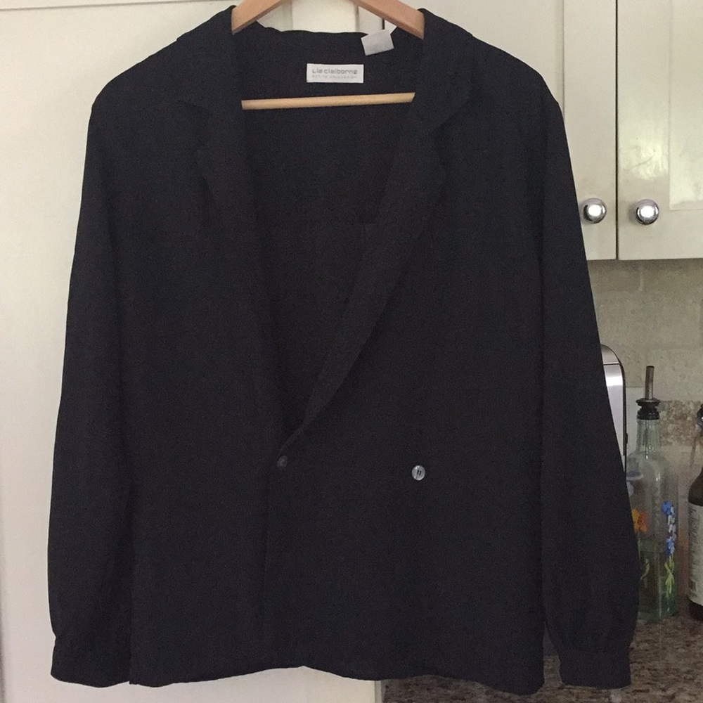 Liz Claiborne 2 button black blouse